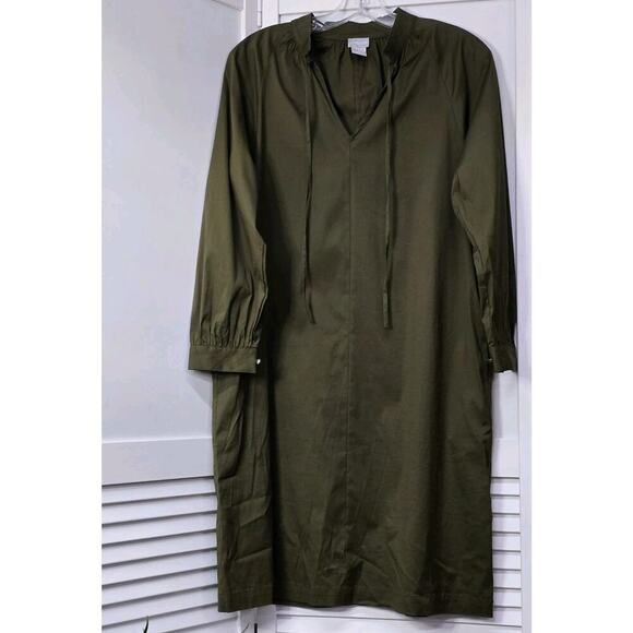 NEW Chico's Women's Size 0 Olive Green Short Dress Poplin Shift Dress Cottage - Picture 5 of 7